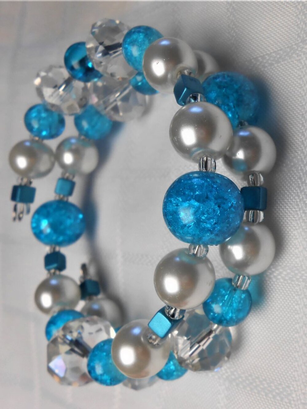 Handmade jewelry set with memory wire bracelets and earrings & beads